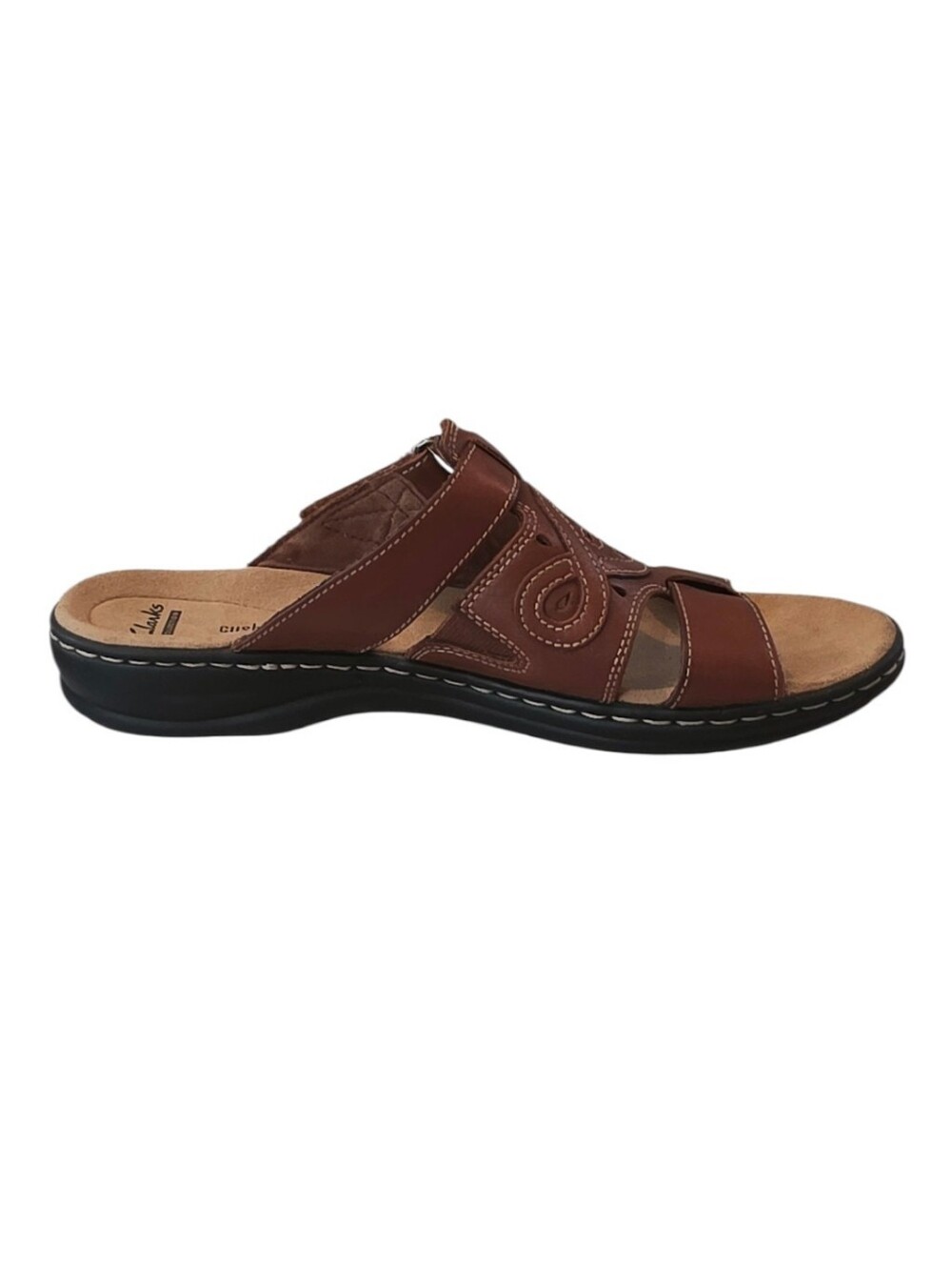 Clarks Collection Brown Leather Leisa Higley Slide Sandal Size 10M - Picture 4 of 8